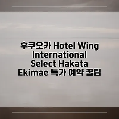 후쿠오카 Hotel Wing International Select Hakata Ekimae 특가 예약 꿀팁